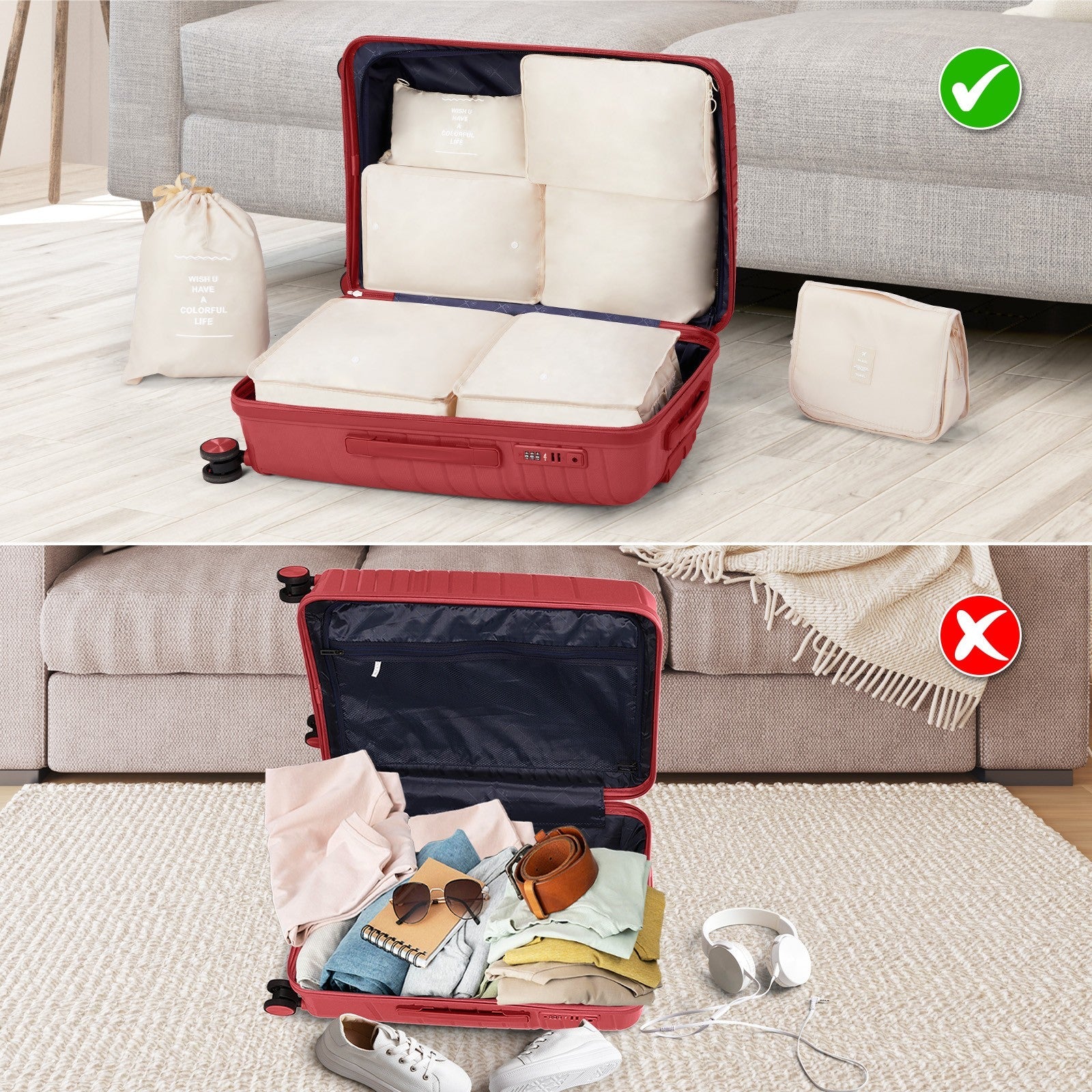 14-Piece ABS Hard Shell Luggage Set