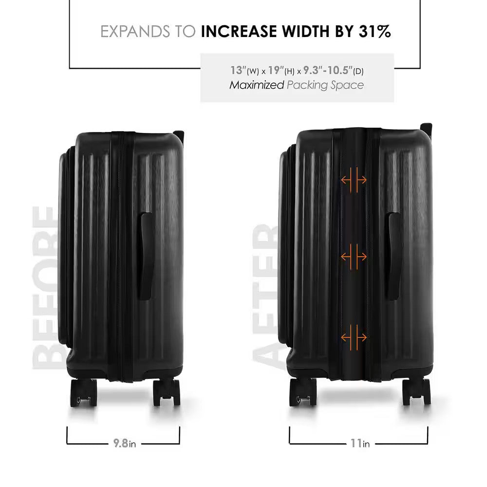 2-Piece Black Hard Carry-On & Weekender Luggage Set