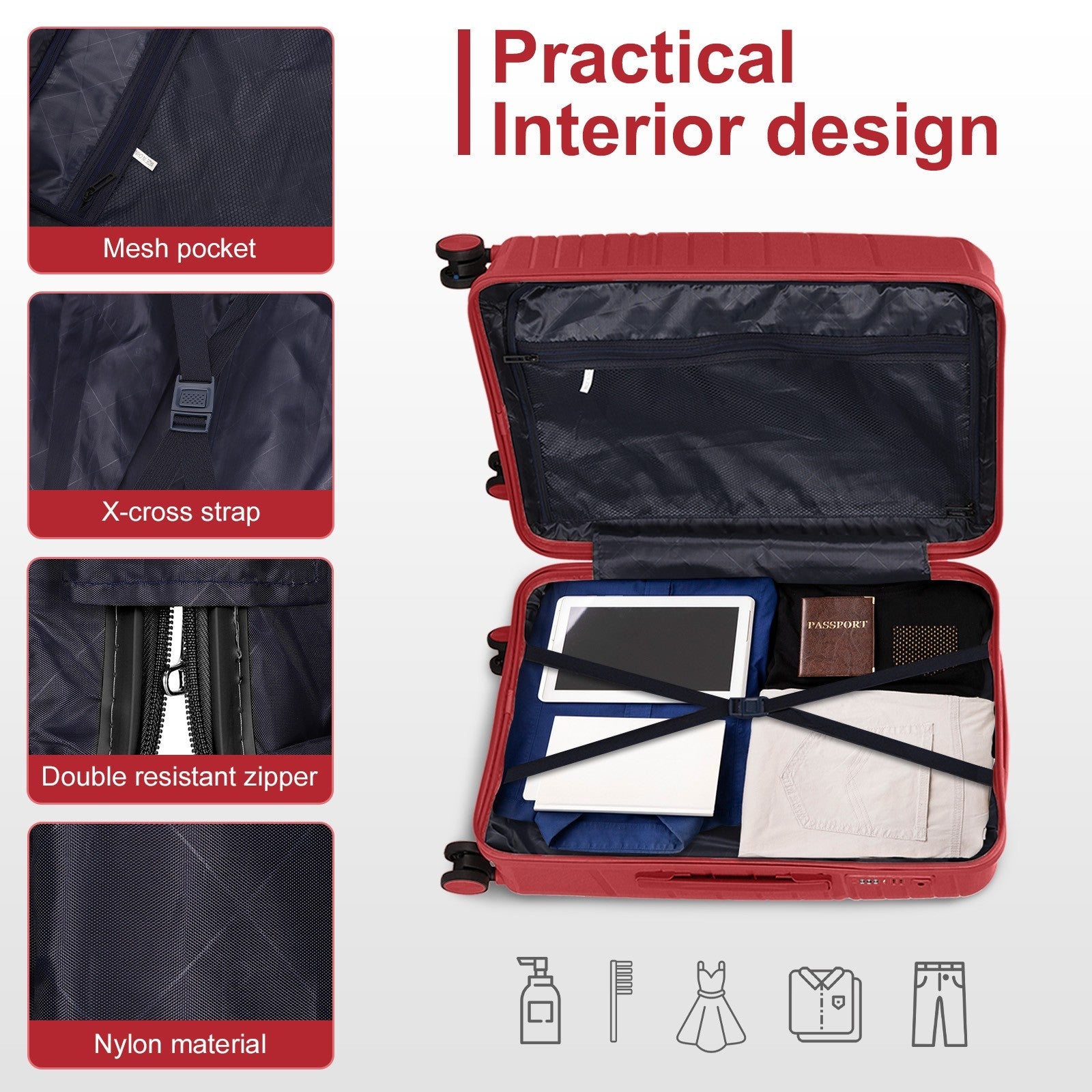 14-Piece ABS Hard Shell Luggage Set