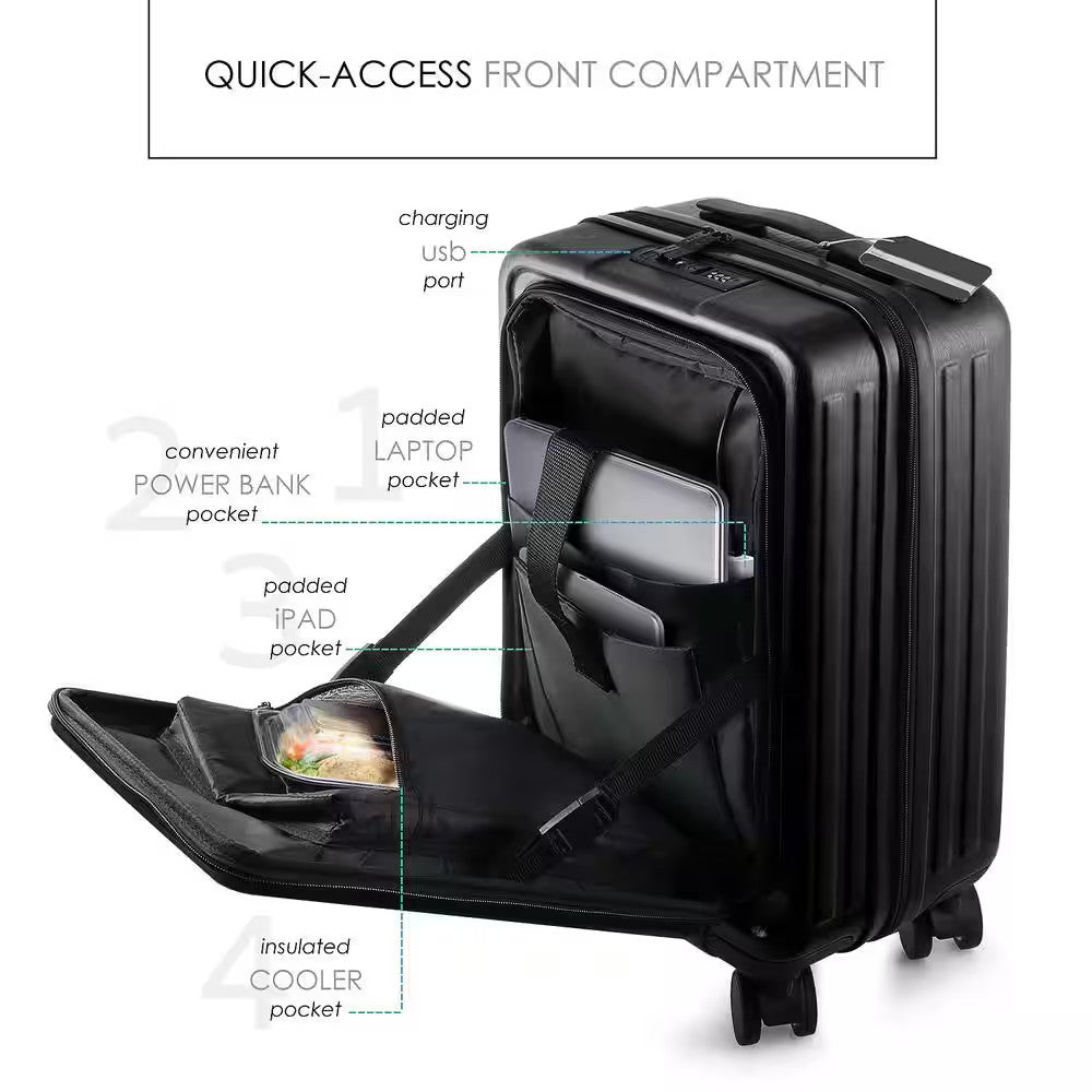 2-Piece Black Hard Carry-On & Weekender Luggage Set